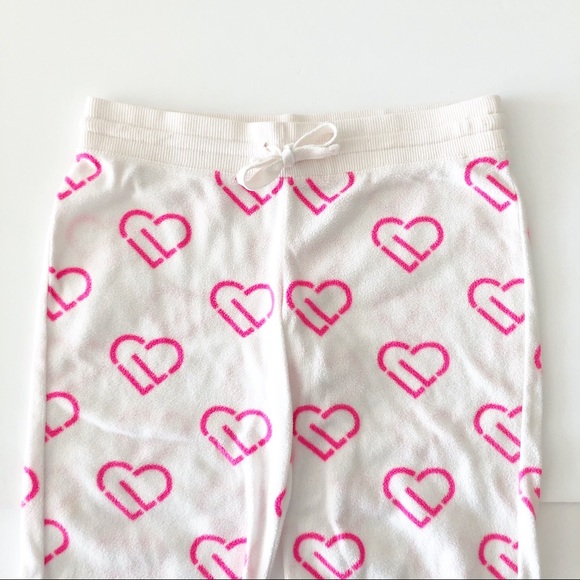 Aeropostale Fuzzy White Pink Heart Pajama Pants M - Picture 2 of 6